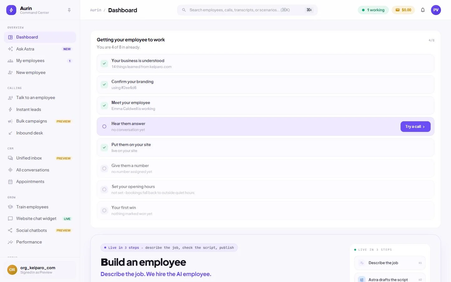 Dashboard, captured from the running product